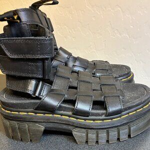 Dr. Martens Ricki Gladiator Nappa Lux Leather Platform Sandals Women 5 Black